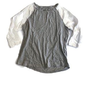 Pact Organic Cotton 3/4 sleeve Shirt, Large, grey/white